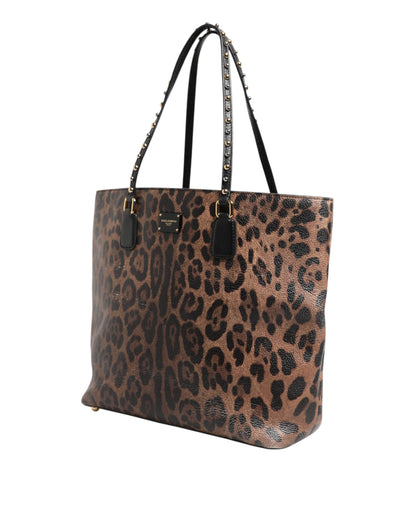 Dolce & Gabbana Bruine Luipaard GLAM Leren Logo Plaque Tote Bag
