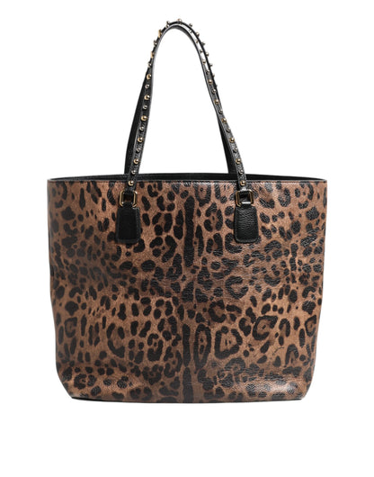 Dolce & Gabbana Bruine Luipaard GLAM Leren Logo Plaque Tote Bag