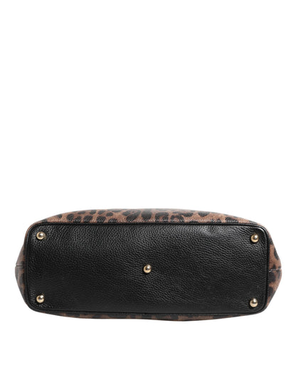 Dolce & Gabbana Bruine Luipaard GLAM Leren Logo Plaque Tote Bag