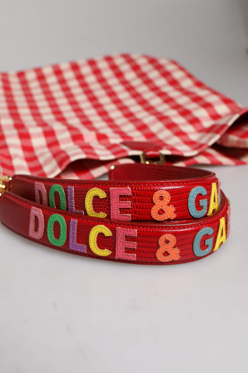 Dolce & Gabbana Red I Love Pizza Rhinestone Tote Bag