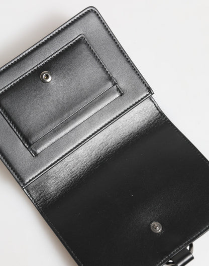 Portefeuille porte-cartes Dolce & Gabbana en cuir noir orné de cristaux