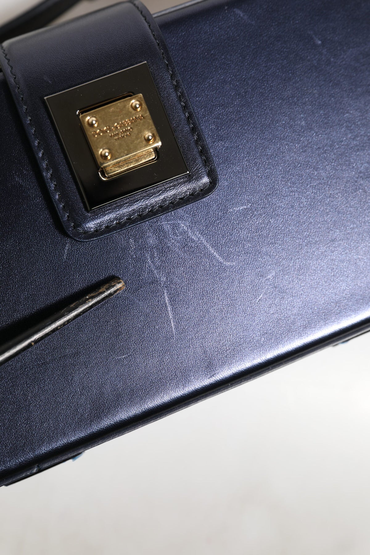 Sac à bandoulière Dolce & Gabbana DG BOX en cuir d'agneau bleu