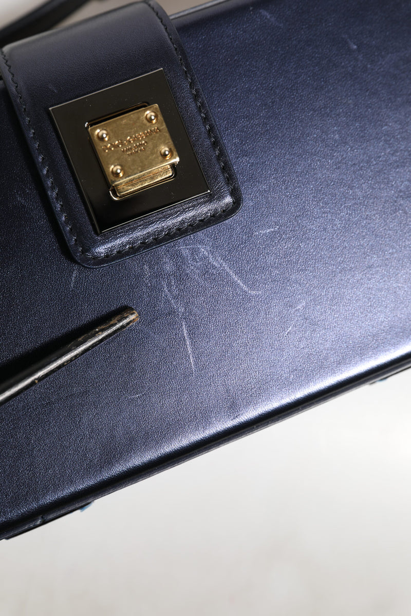 Dolce & Gabbana Blue DG BOX Lambskin Leather Crossbody Bag