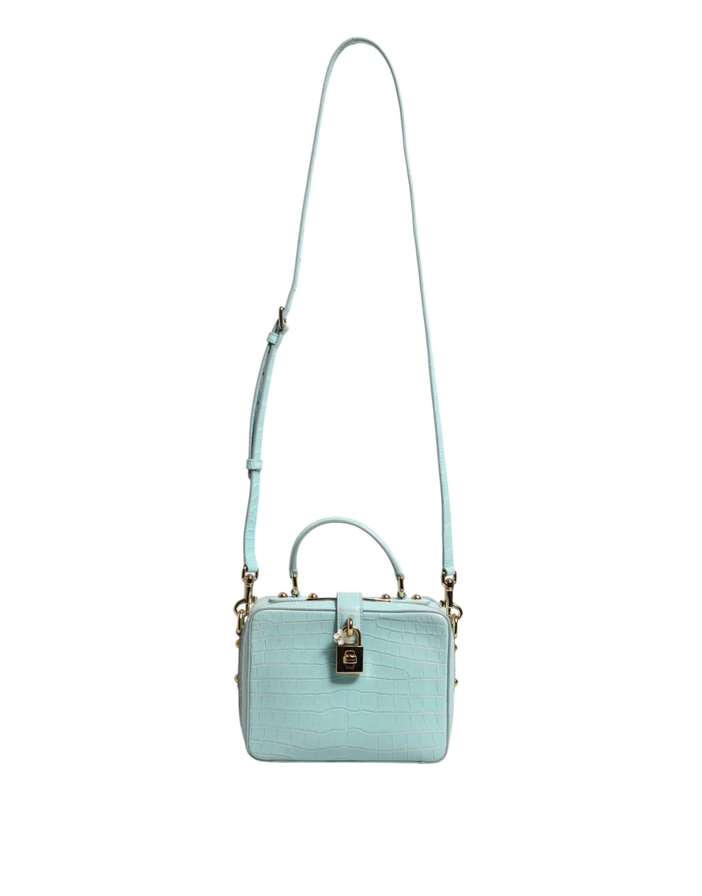 Sac à bandoulière en cuir gaufré vert menthe Dolce &amp; Gabbana avec cadenas