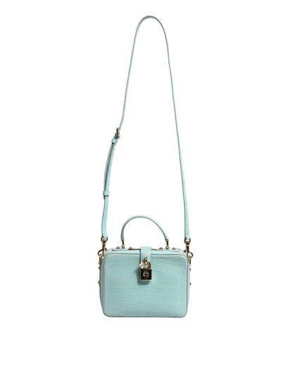Sac à bandoulière en cuir gaufré vert menthe Dolce &amp; Gabbana avec cadenas