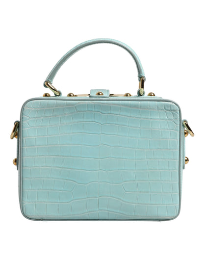 Sac à bandoulière en cuir gaufré vert menthe Dolce &amp; Gabbana avec cadenas
