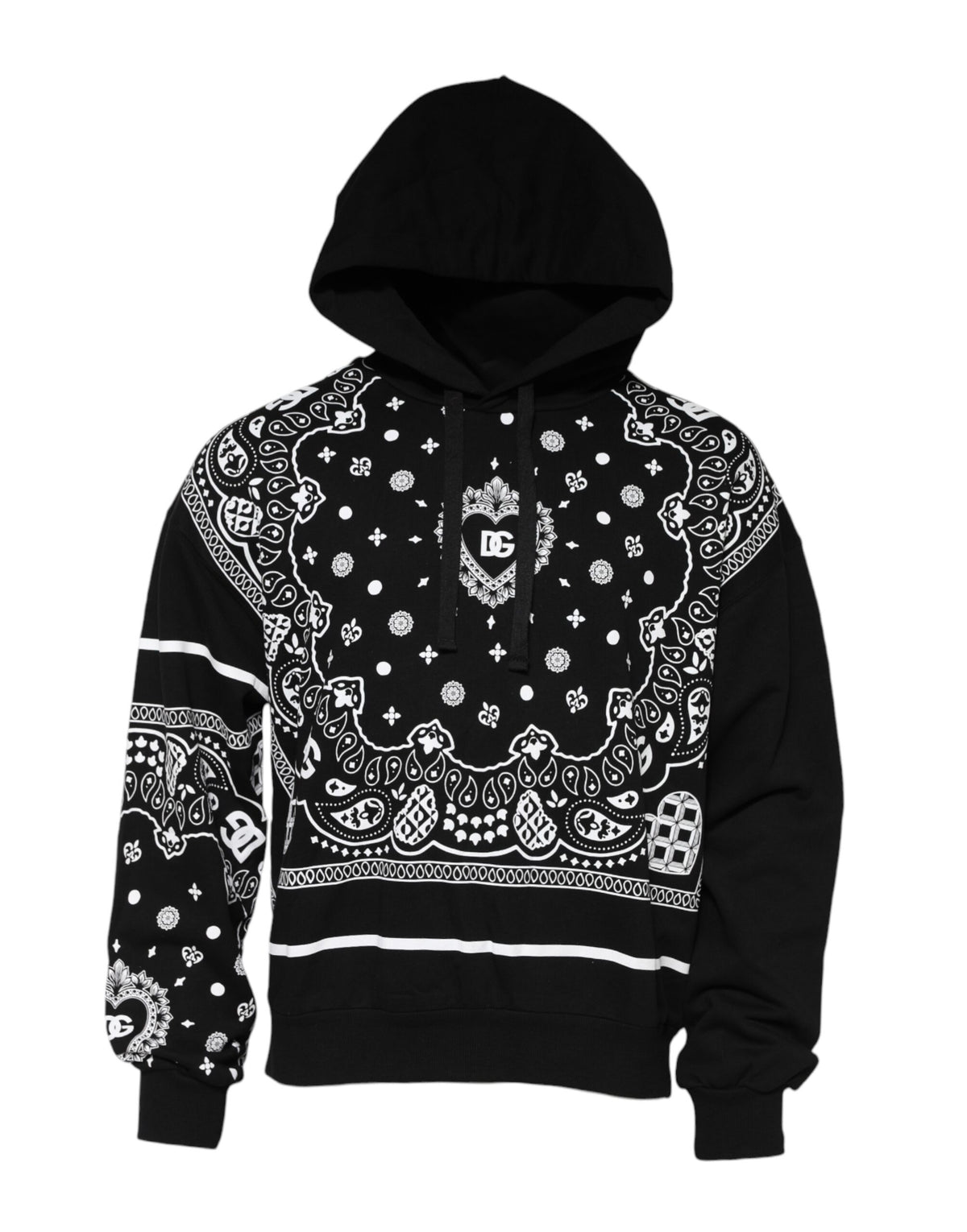 Sweat à capuche homme noir à motif bandana Dolce &amp; Gabbana
