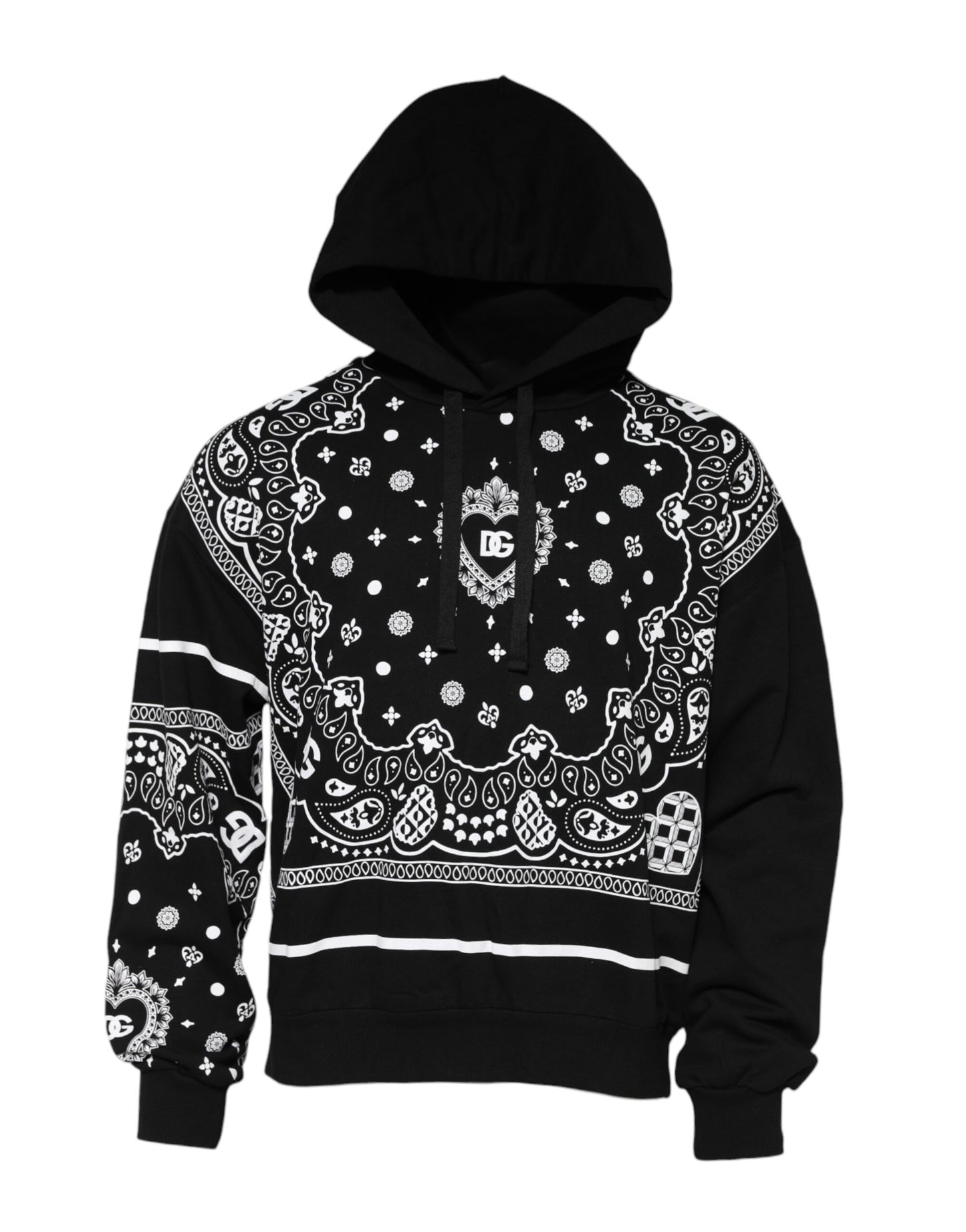 Sweat à capuche homme noir à motif bandana Dolce &amp; Gabbana