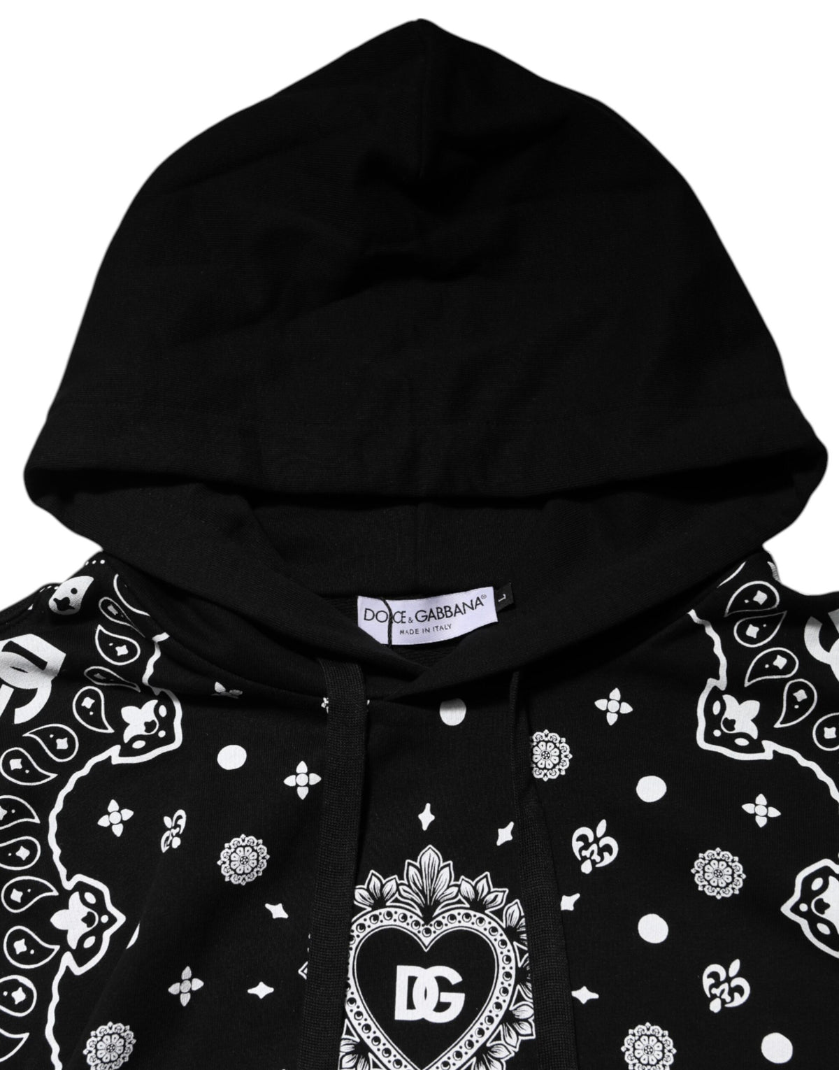 Sweat à capuche homme noir à motif bandana Dolce &amp; Gabbana