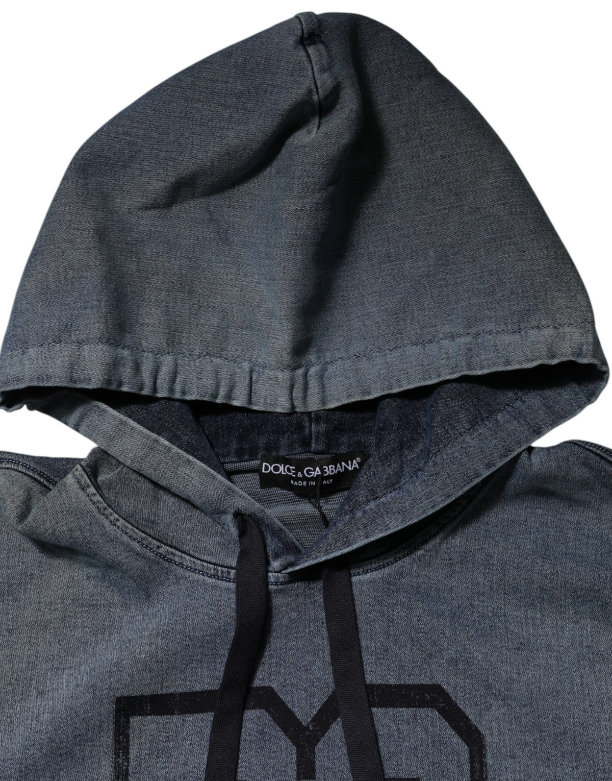 Pull en coton mélangé à capuche bleu de Dolce &amp; Gabbana