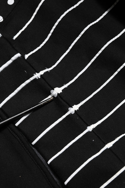 Dolce & Gabbana Black Stripes Hooded Men Sweatshirt Sweater