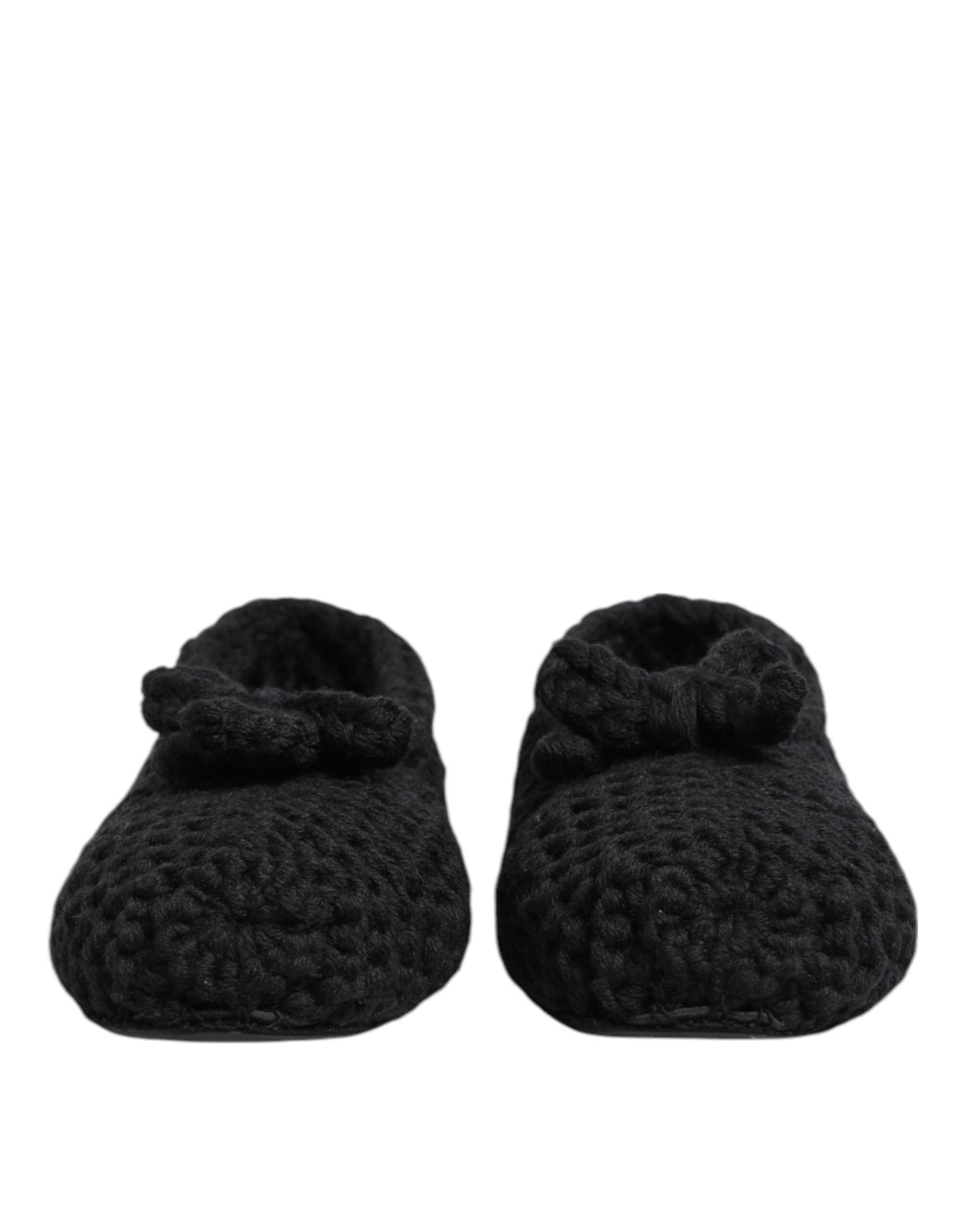 Dolce & Gabbana Black Wool Knit Slip On Ballerina Flats