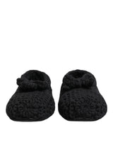 Dolce & Gabbana Black Wool Knit Slip On Ballerina Flats