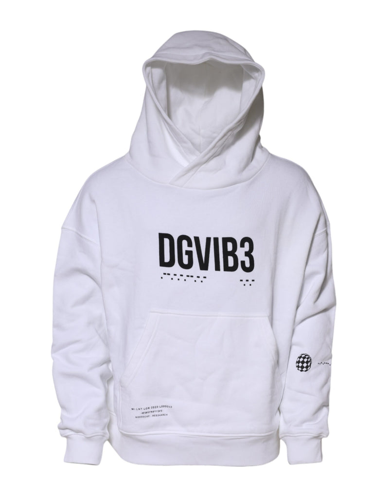 Dolce & Gabbana White DG Vib3 Hooded Men Sweatshirt Sweater