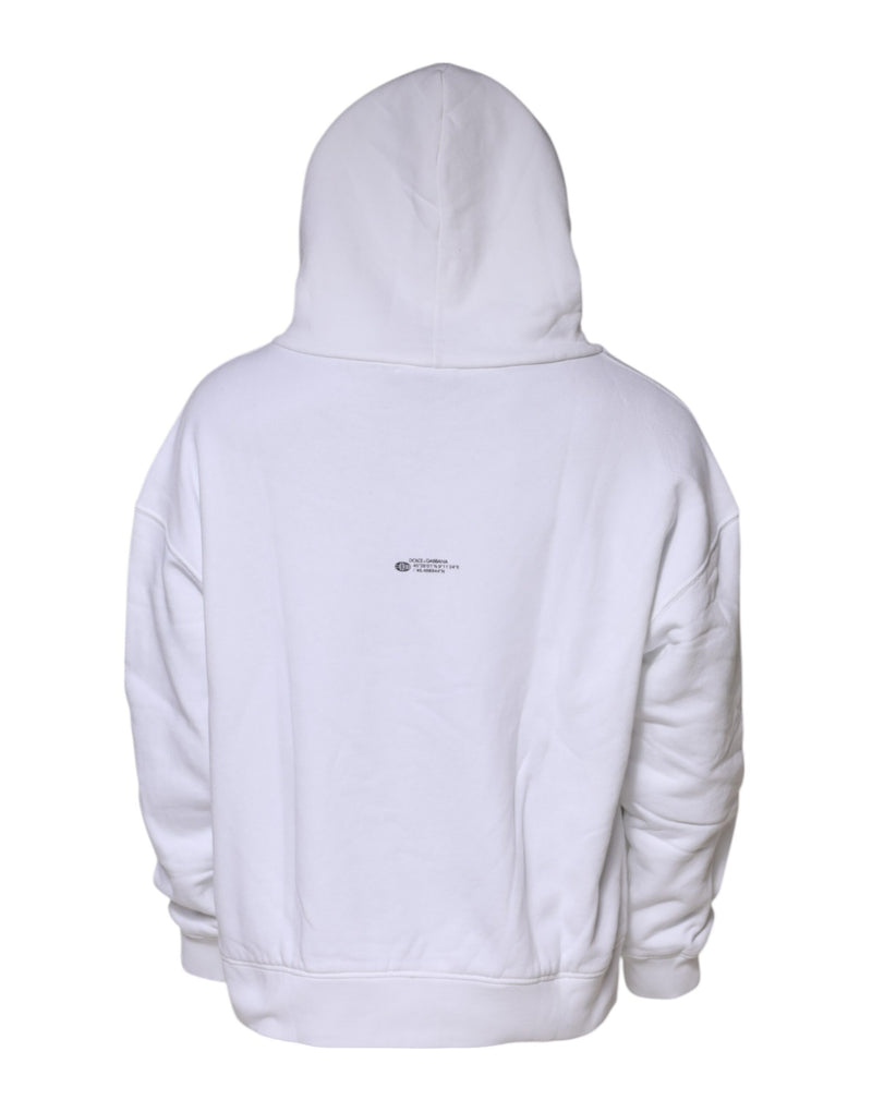Dolce & Gabbana White DG Vib3 Hooded Men Sweatshirt Sweater