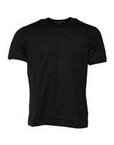 T-shirt à col rond en coton noir avec imprimé du logo Dolce &amp; Gabbana