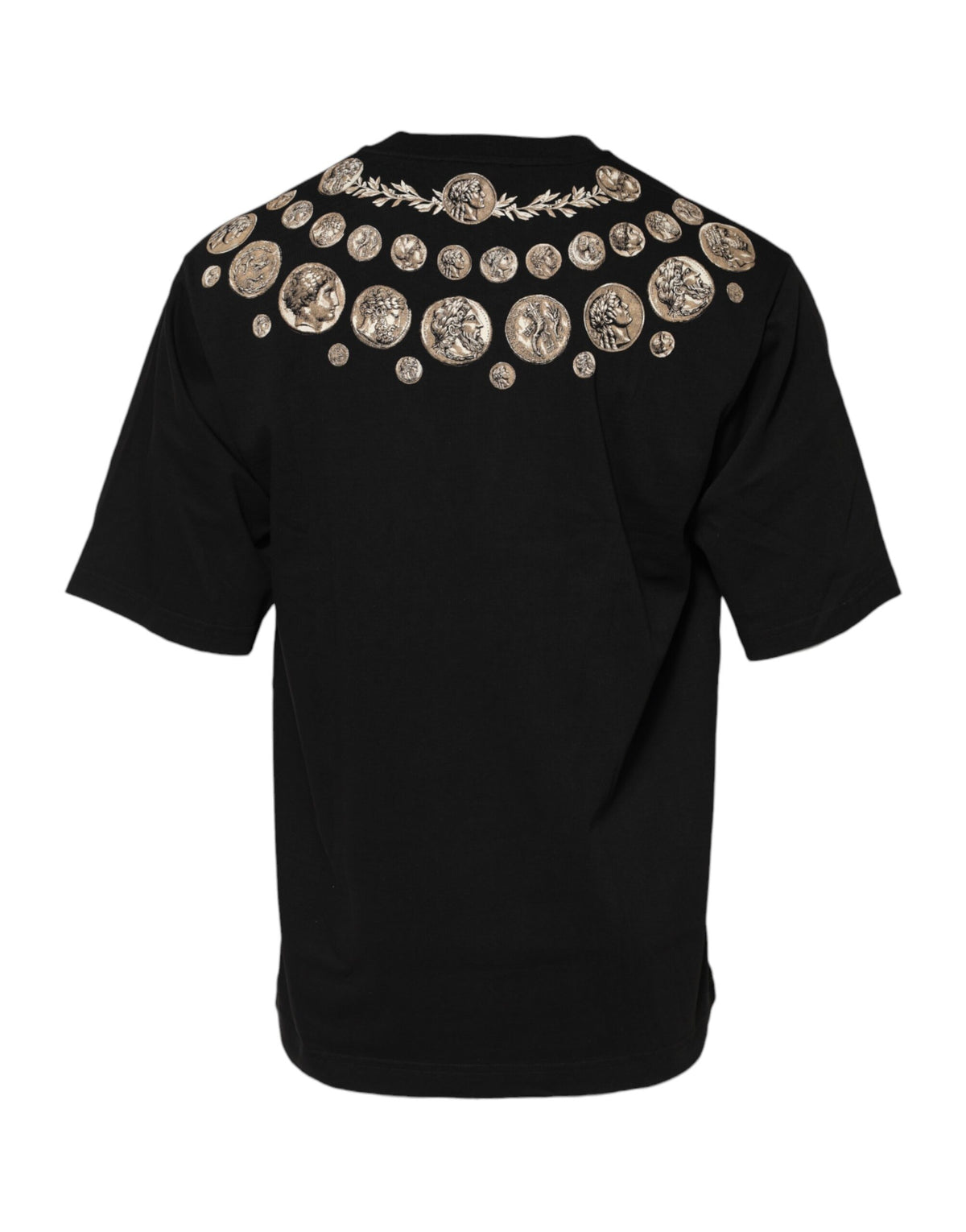T-shirt en coton à col rond noir avec imprimé de pièces de monnaie de Dolce &amp; Gabbana