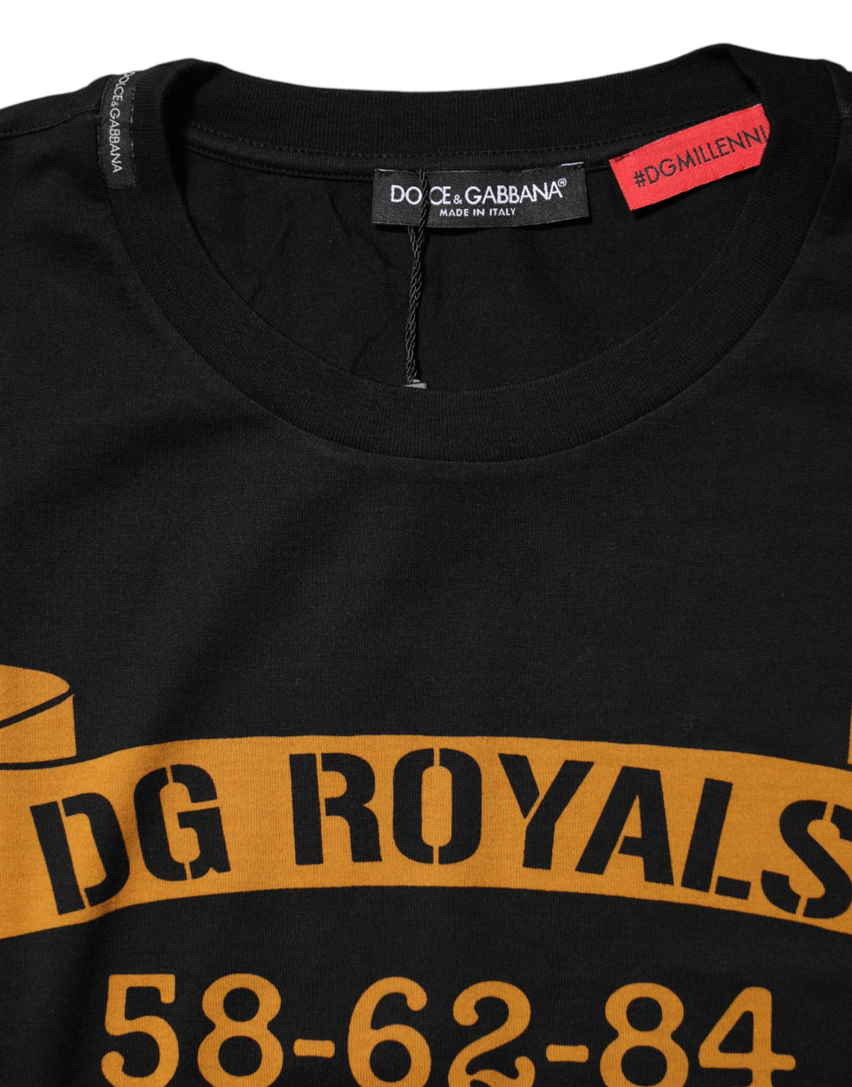 T-shirt en coton à col rond noir DG Royals de Dolce &amp; Gabbana