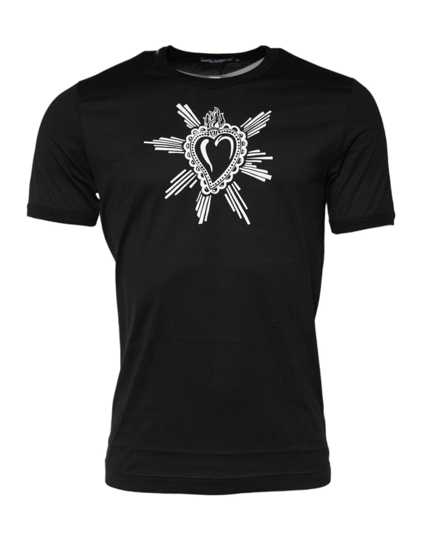 T-shirt en coton à col rond noir avec le Sacré-Cœur de Dolce &amp; Gabbana
