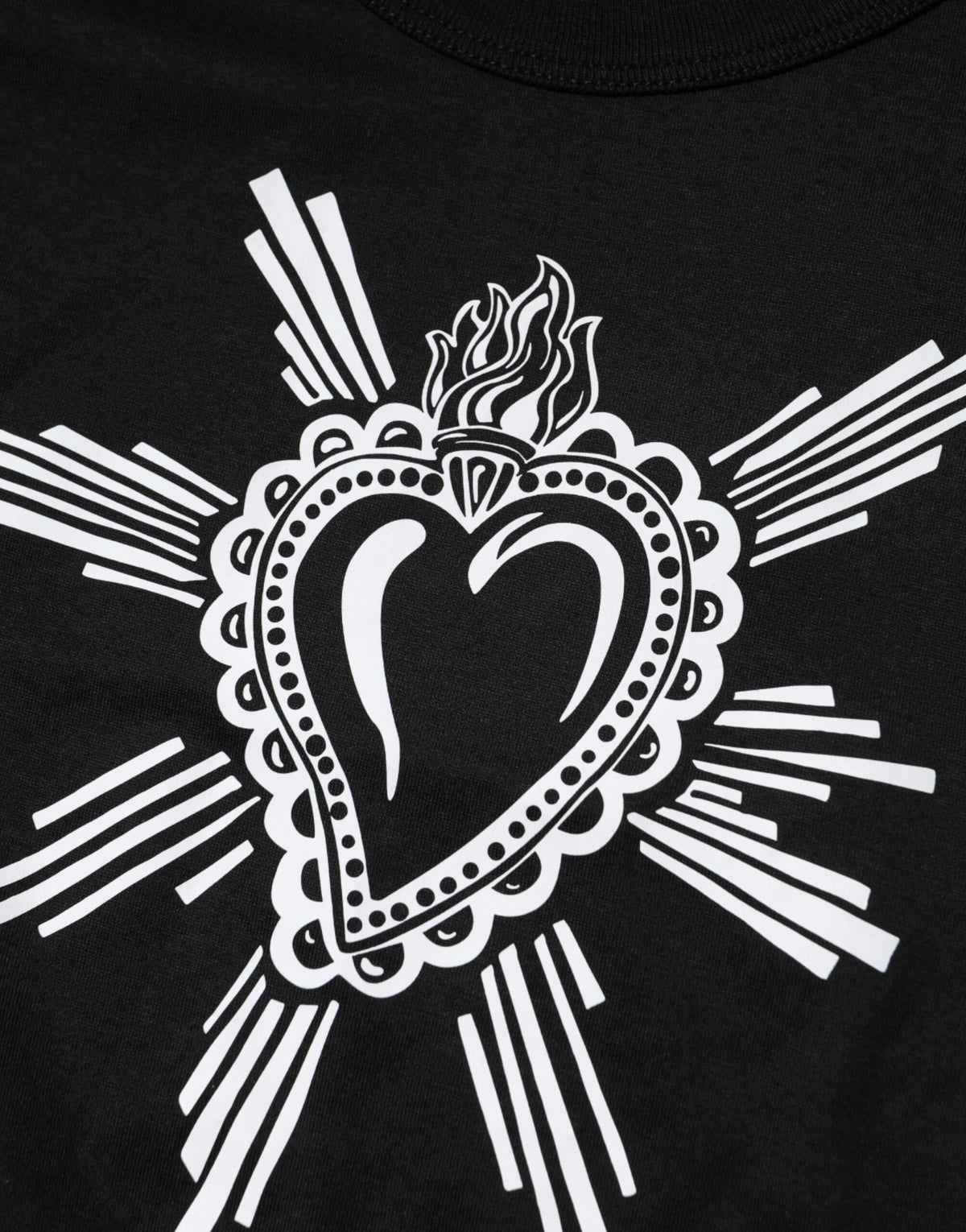 T-shirt en coton à col rond noir avec le Sacré-Cœur de Dolce &amp; Gabbana