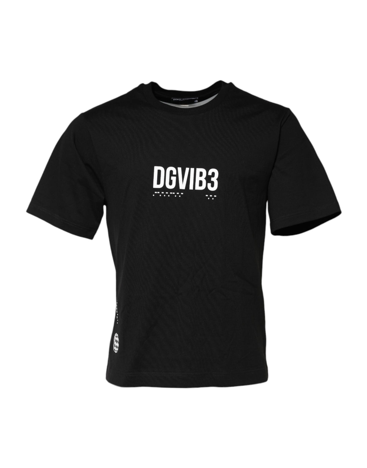 T-shirt en coton à col rond noir Dolce &amp; Gabbana avec imprimé DG Vib3