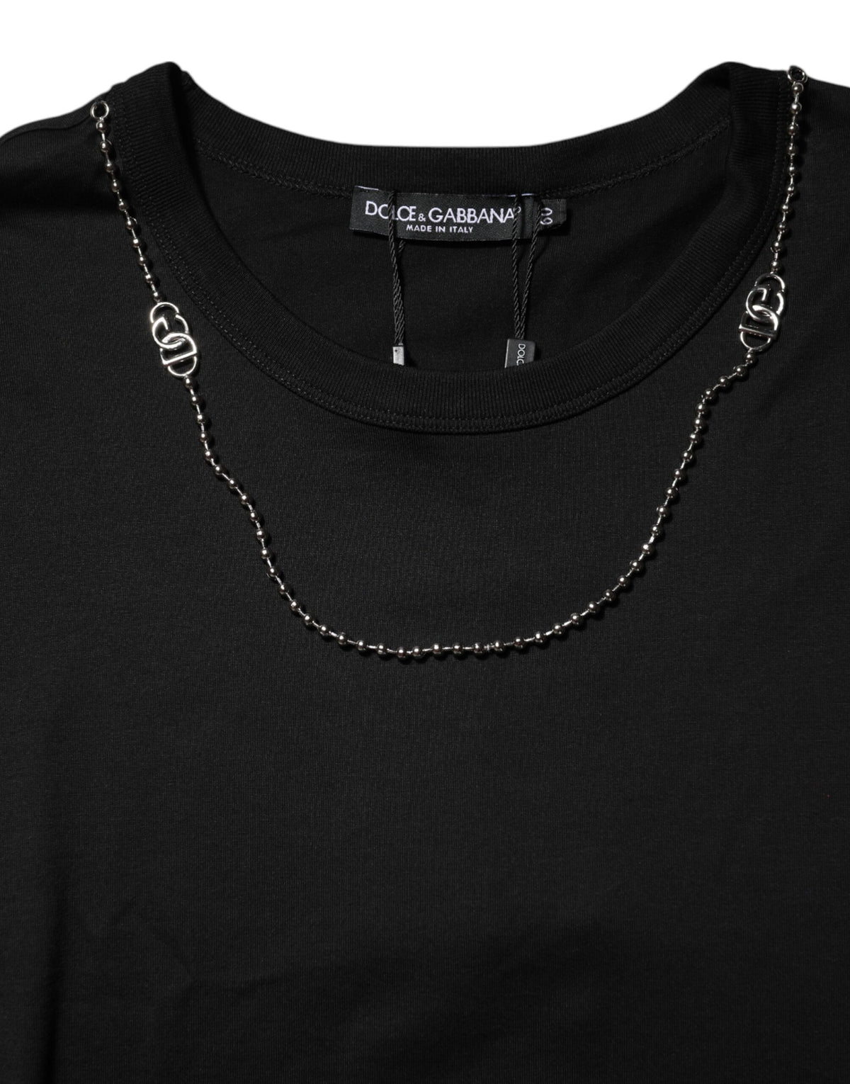 Collier à chaîne noir et t-shirt en coton à col rond de Dolce &amp; Gabbana