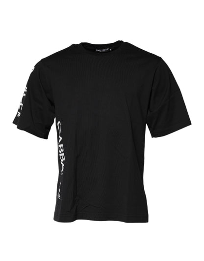 T-shirt Dolce &amp; Gabbana noir à logo imprimé en coton pour homme, col rond