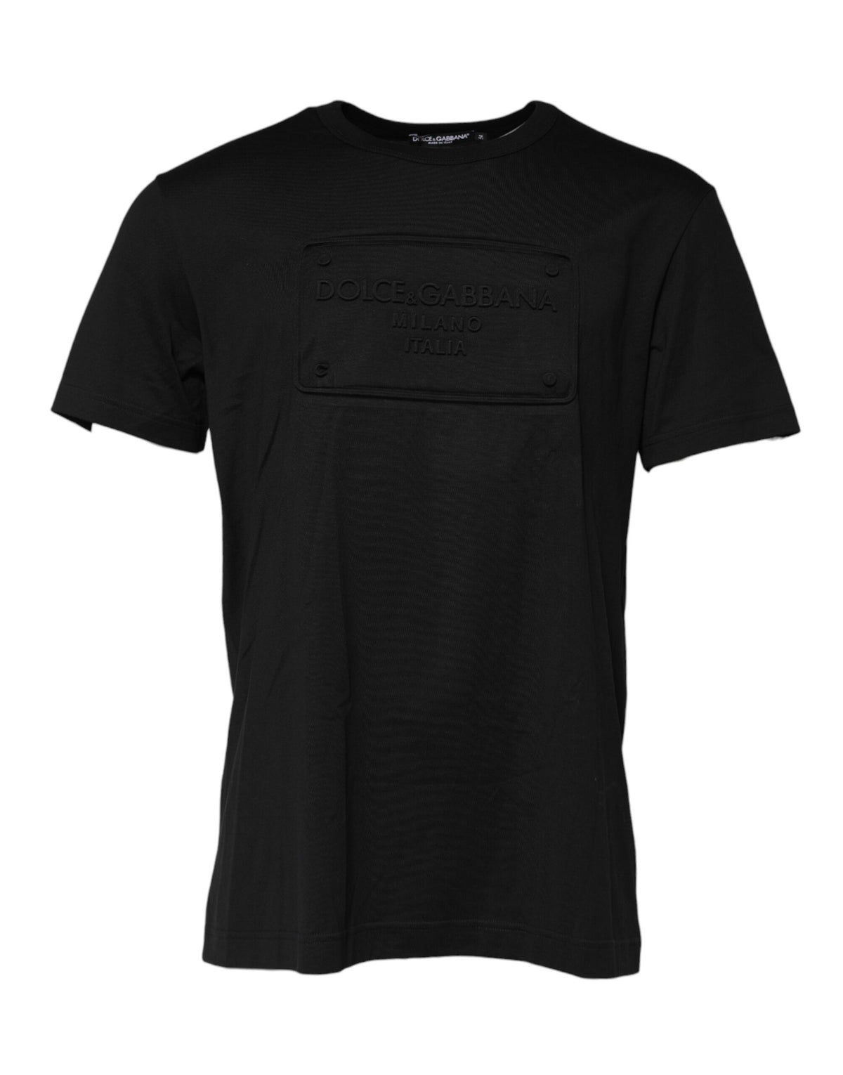 T-shirt en coton à col rond noir avec logo en relief de Dolce &amp; Gabbana