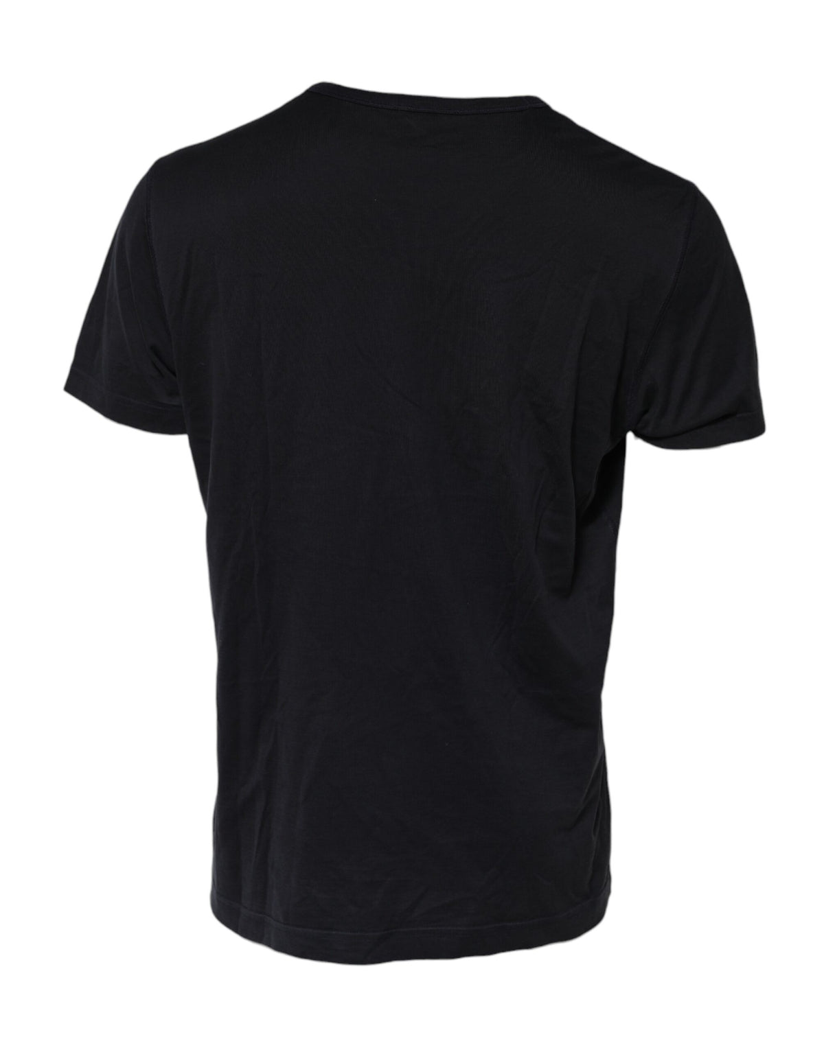 T-shirt à col rond en coton avec plaque logo bleu foncé de Dolce &amp; Gabbana