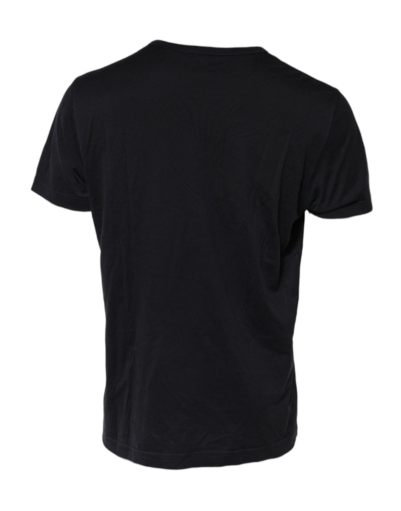 Dolce &amp; Gabbana T-shirt met ronde hals van katoen, donkerblauw met logo-plaatje.