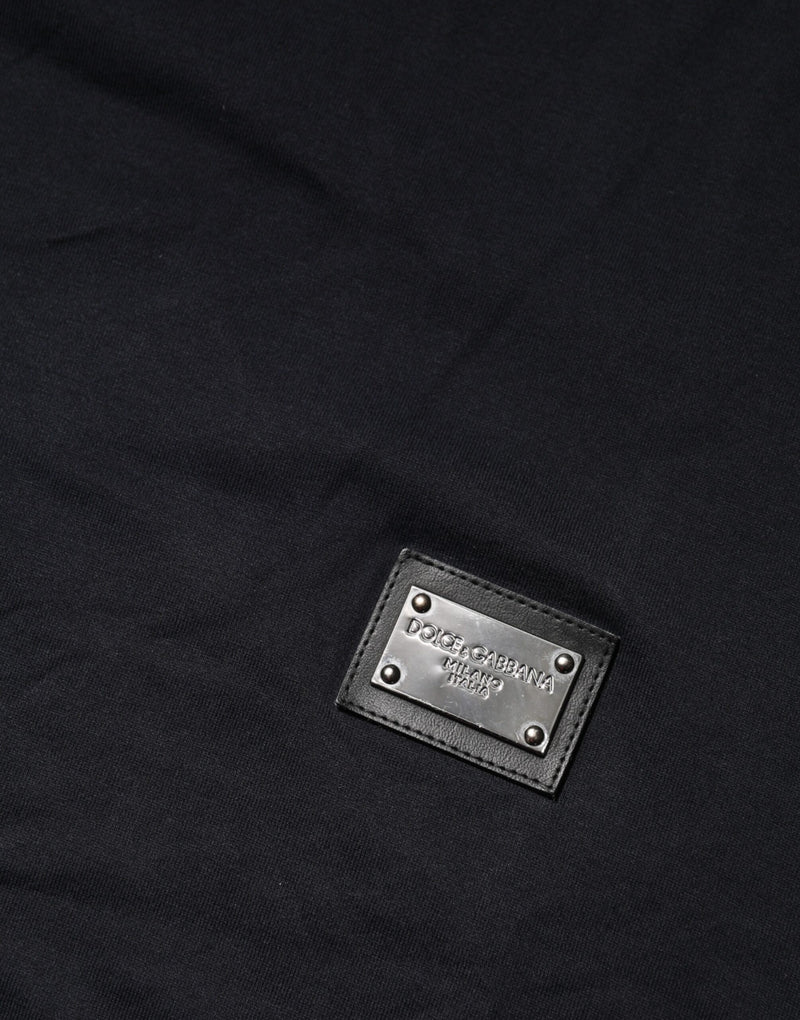 Dolce &amp; Gabbana T-shirt met ronde hals van katoen, donkerblauw met logo-plaatje.