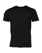 T-shirt en coton à col rond avec plaque logo noire de Dolce &amp; Gabbana