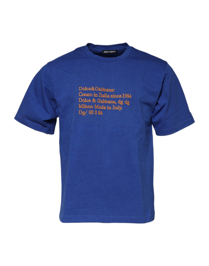 T-shirt en coton à col rond avec logo graphique bleu de Dolce &amp; Gabbana