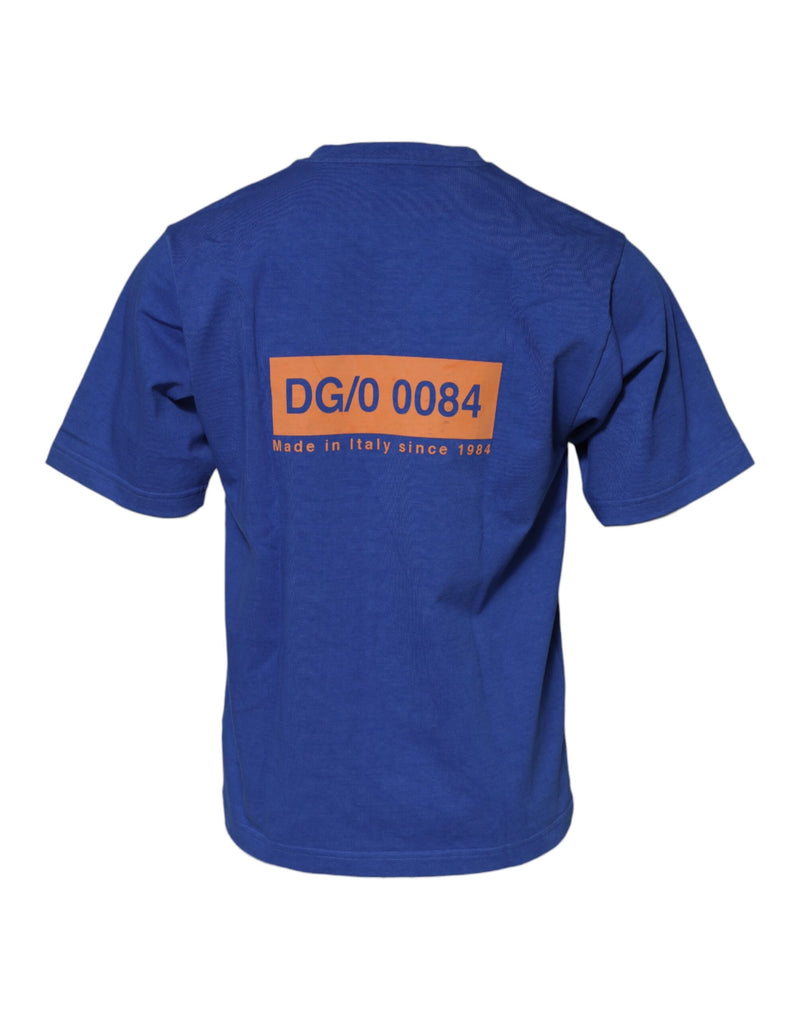 T-shirt en coton à col rond avec logo graphique bleu de Dolce &amp; Gabbana