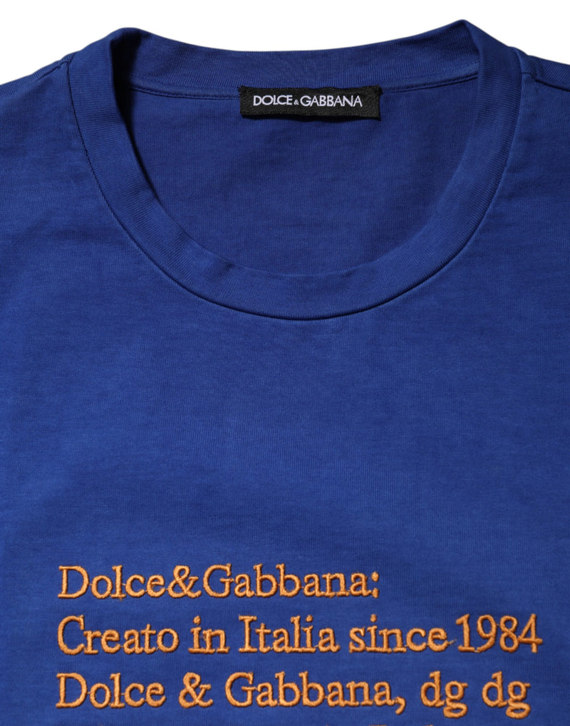 T-shirt en coton à col rond avec logo graphique bleu de Dolce &amp; Gabbana