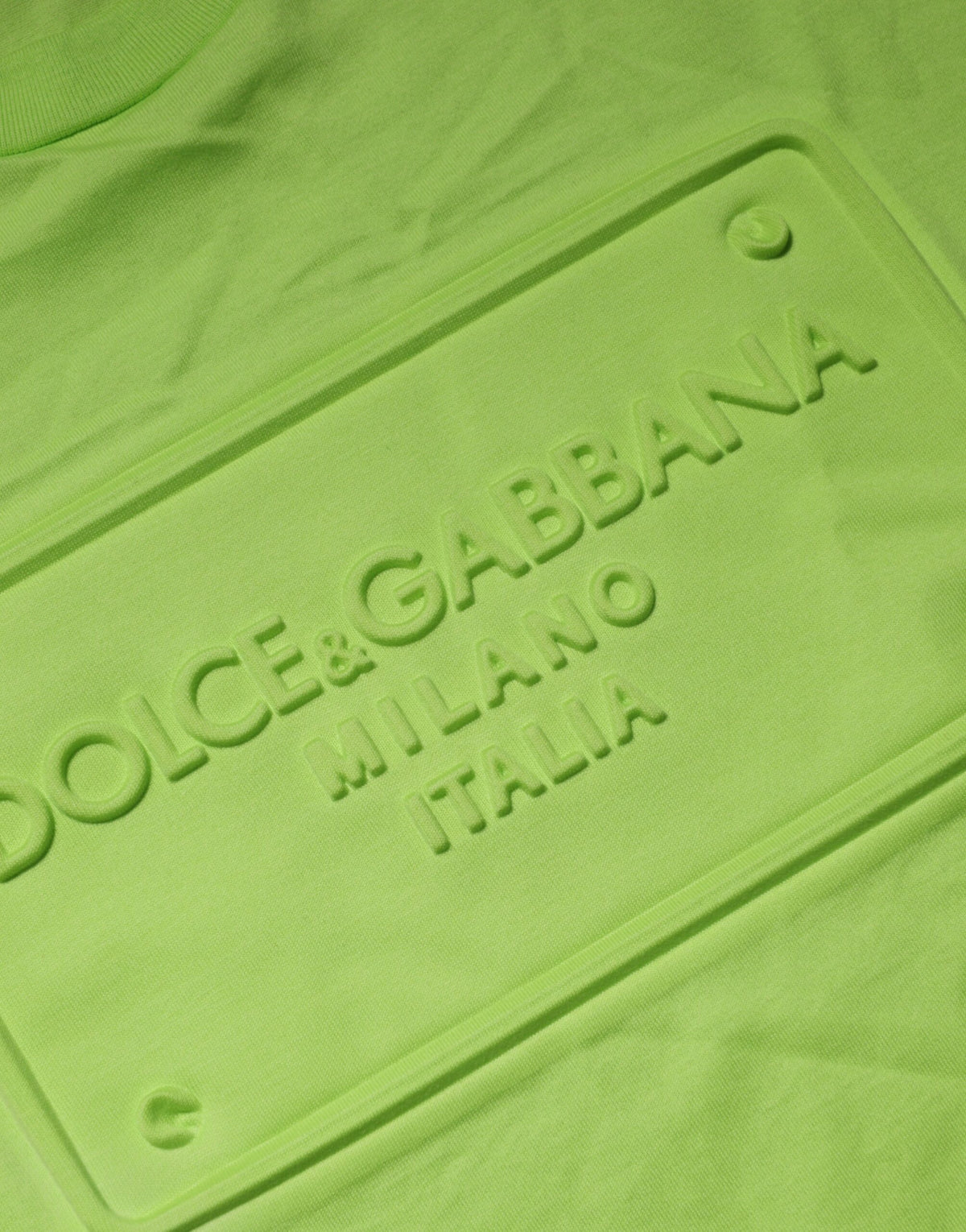 T-shirt en coton à col rond avec logo embossé vert de Dolce &amp; Gabbana