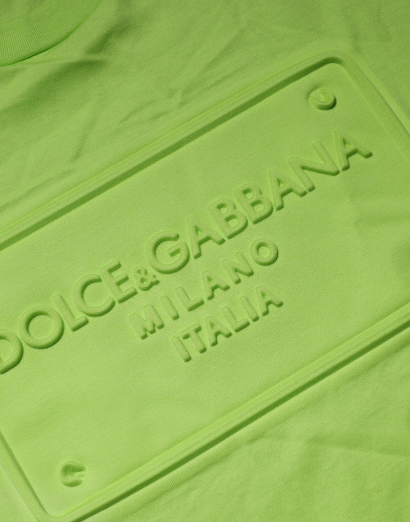 Dolce &amp; Gabbana Groen T-shirt van katoen met reliëflogo en ronde hals.