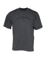 T-shirt en coton à col rond avec logo graphique gris de Dolce &amp; Gabbana