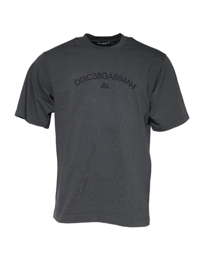 T-shirt en coton à col rond avec logo graphique gris de Dolce &amp; Gabbana