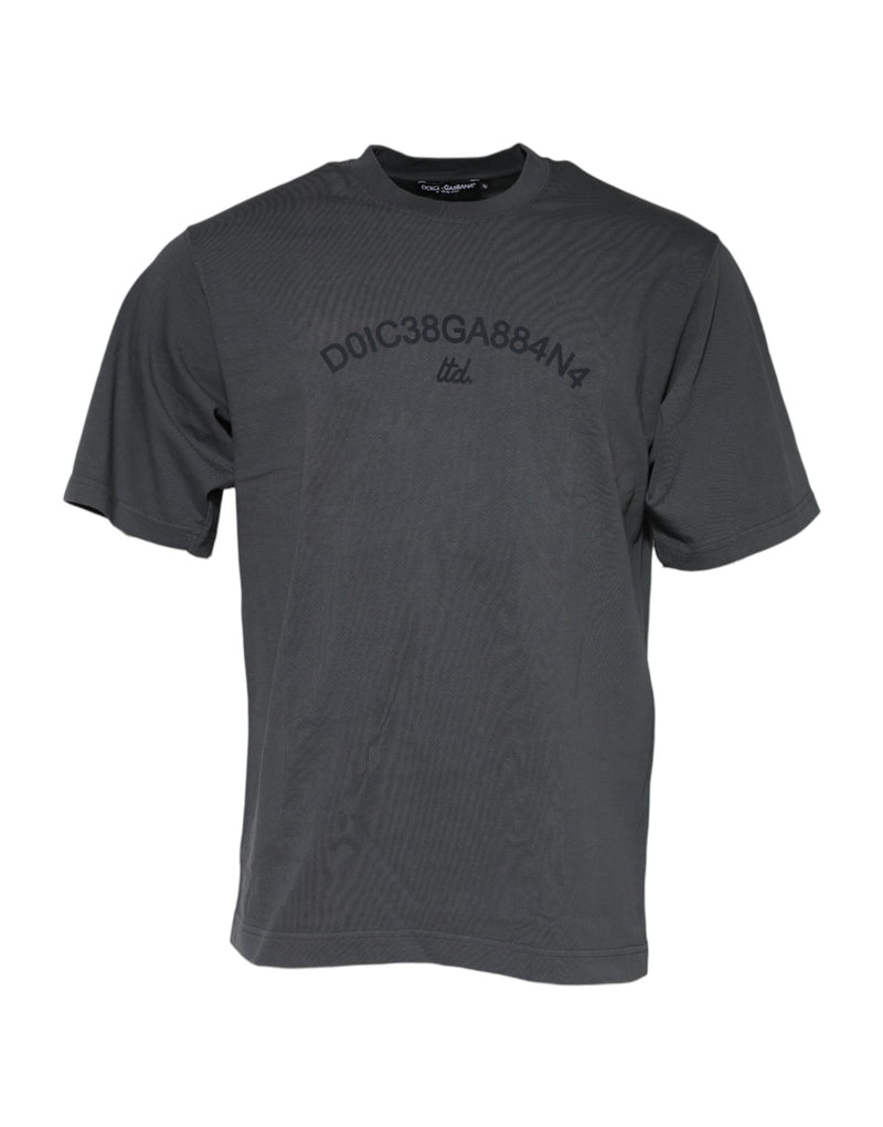 Dolce &amp; Gabbana grijs T-shirt met logo en opdruk, ronde hals, katoen