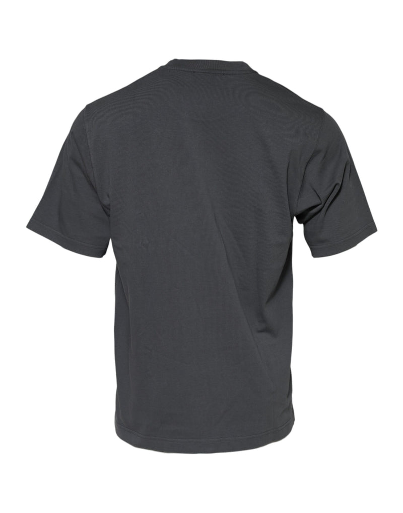 Dolce &amp; Gabbana grijs T-shirt met logo en opdruk, ronde hals, katoen