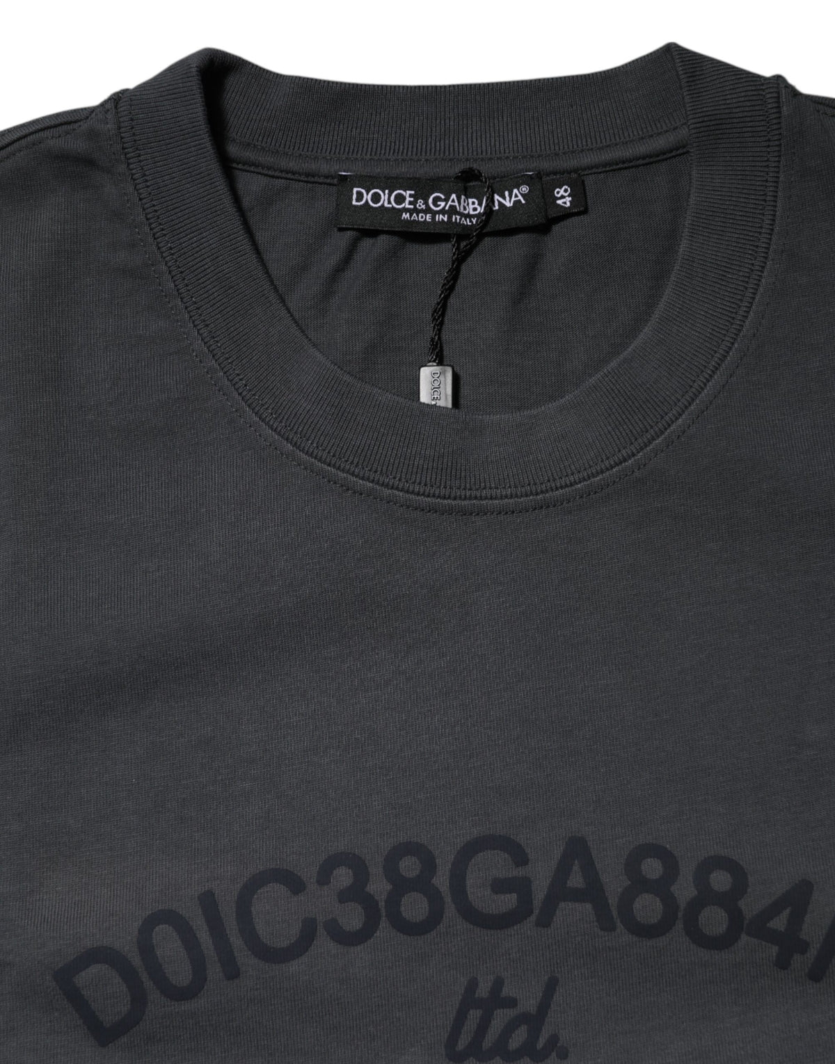 T-shirt en coton à col rond avec logo graphique gris de Dolce &amp; Gabbana