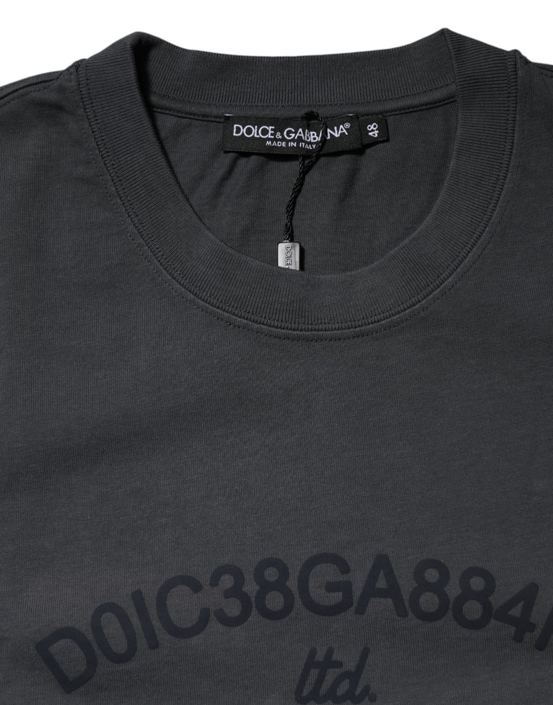 Dolce &amp; Gabbana grijs T-shirt met logo en opdruk, ronde hals, katoen