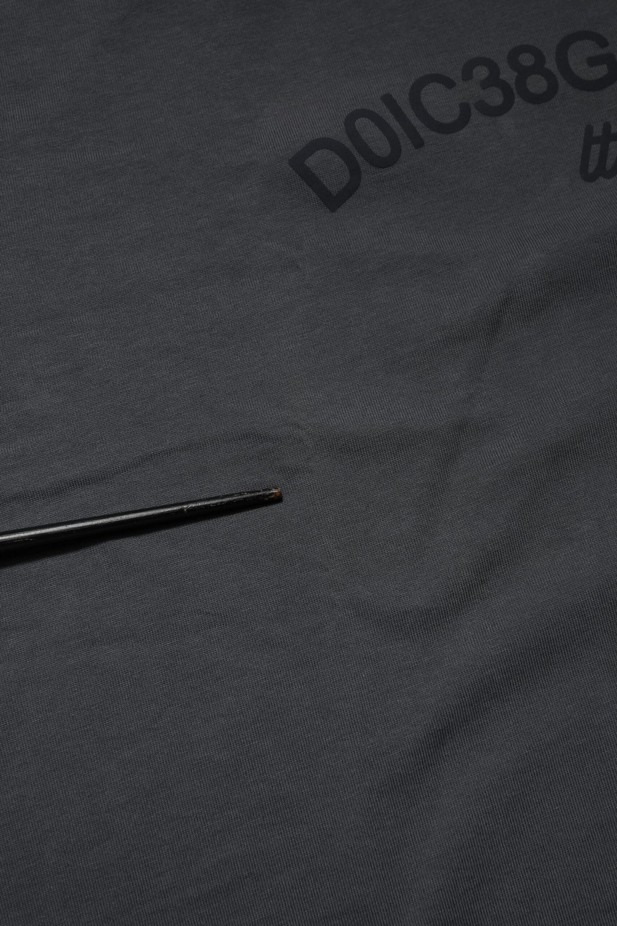 T-shirt en coton à col rond avec logo graphique gris de Dolce &amp; Gabbana