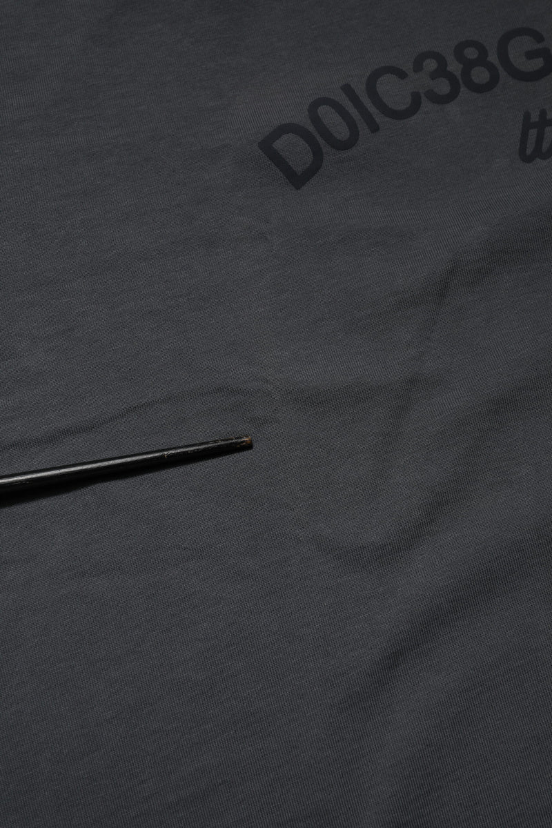 Dolce &amp; Gabbana grijs T-shirt met logo en opdruk, ronde hals, katoen