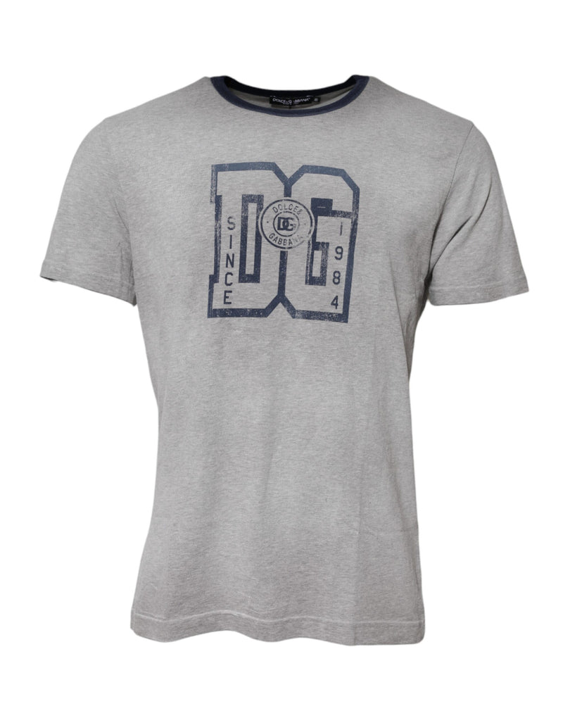 Dolce &amp; Gabbana Grijs DG Grafisch Bedrukt Katoenen T-shirt met Ronde Hals