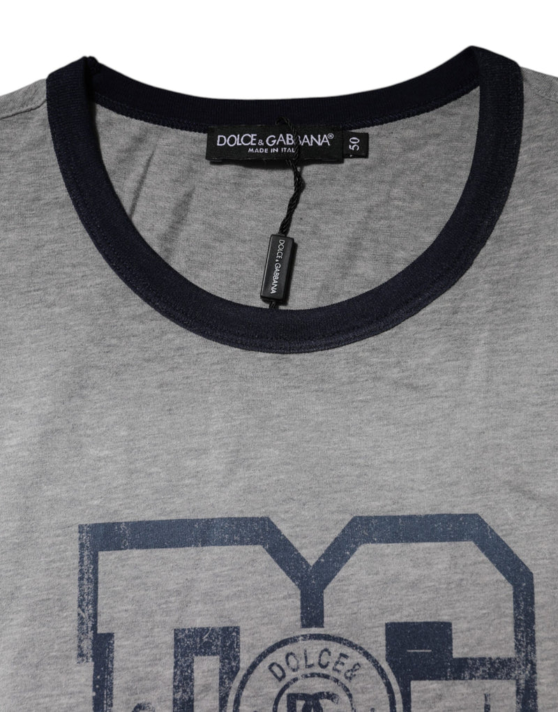 Dolce &amp; Gabbana Grijs DG Grafisch Bedrukt Katoenen T-shirt met Ronde Hals