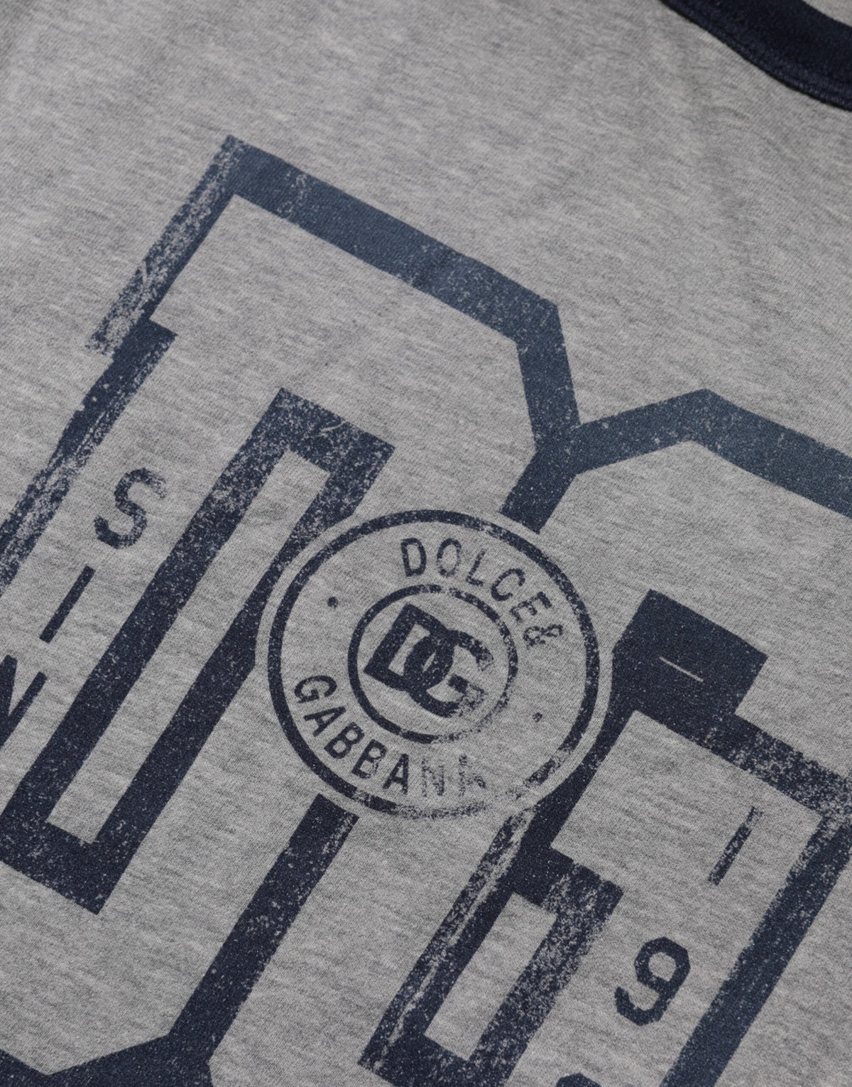 T-shirt en coton à col rond gris avec imprimé graphique DG de Dolce &amp; Gabbana