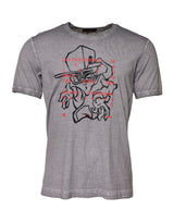 T-shirt en coton à col rond gris avec imprimé graphique de Dolce &amp; Gabbana