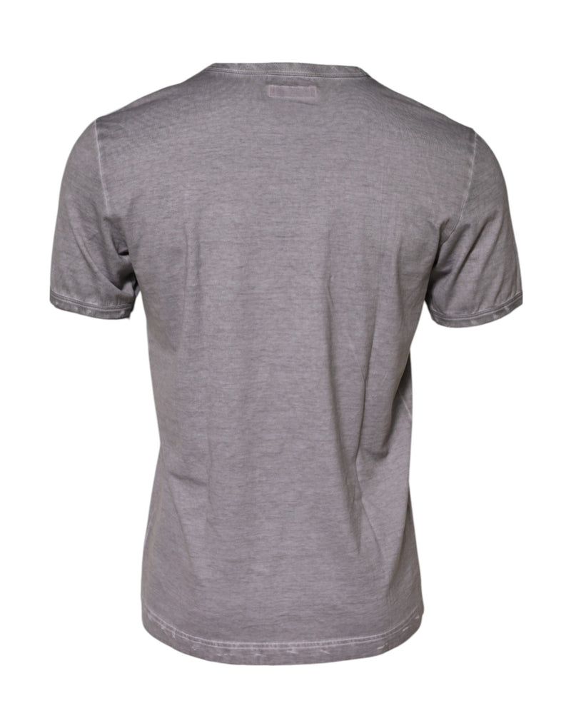 Dolce &amp; Gabbana grijs katoenen T-shirt met ronde hals en grafische print.